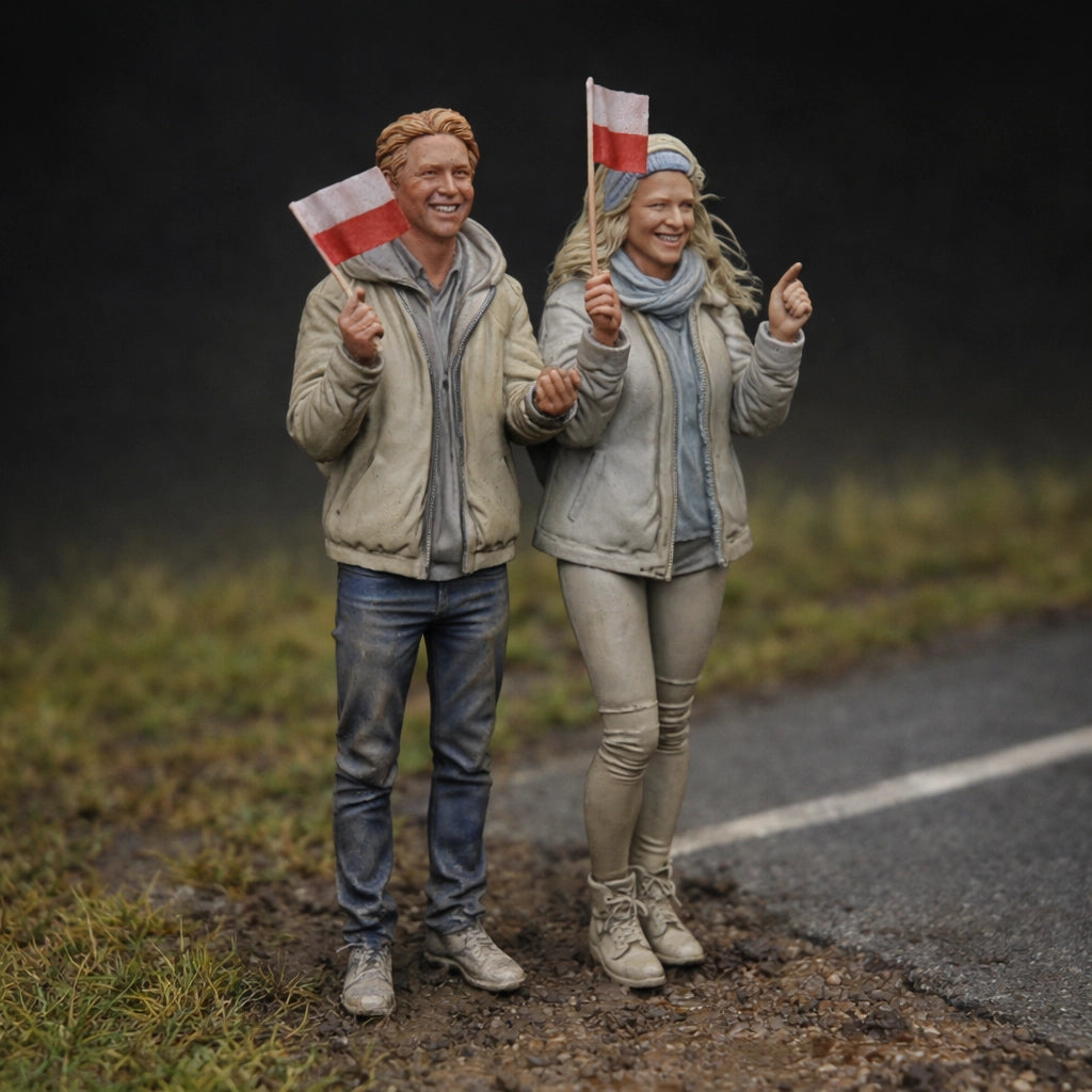 Patriotic Rally Duo Two Pack | Grey Resin Diorama Figurine