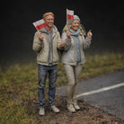 Patriotic Rally Duo Two Pack | Grey Resin Diorama Figurine
