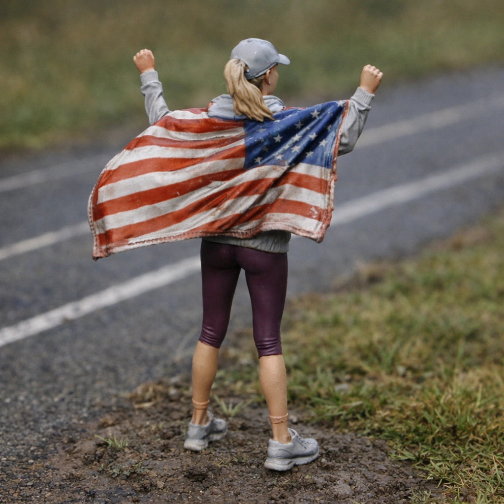 Flag-Bearer Fan | Grey Resin Diorama Figurine