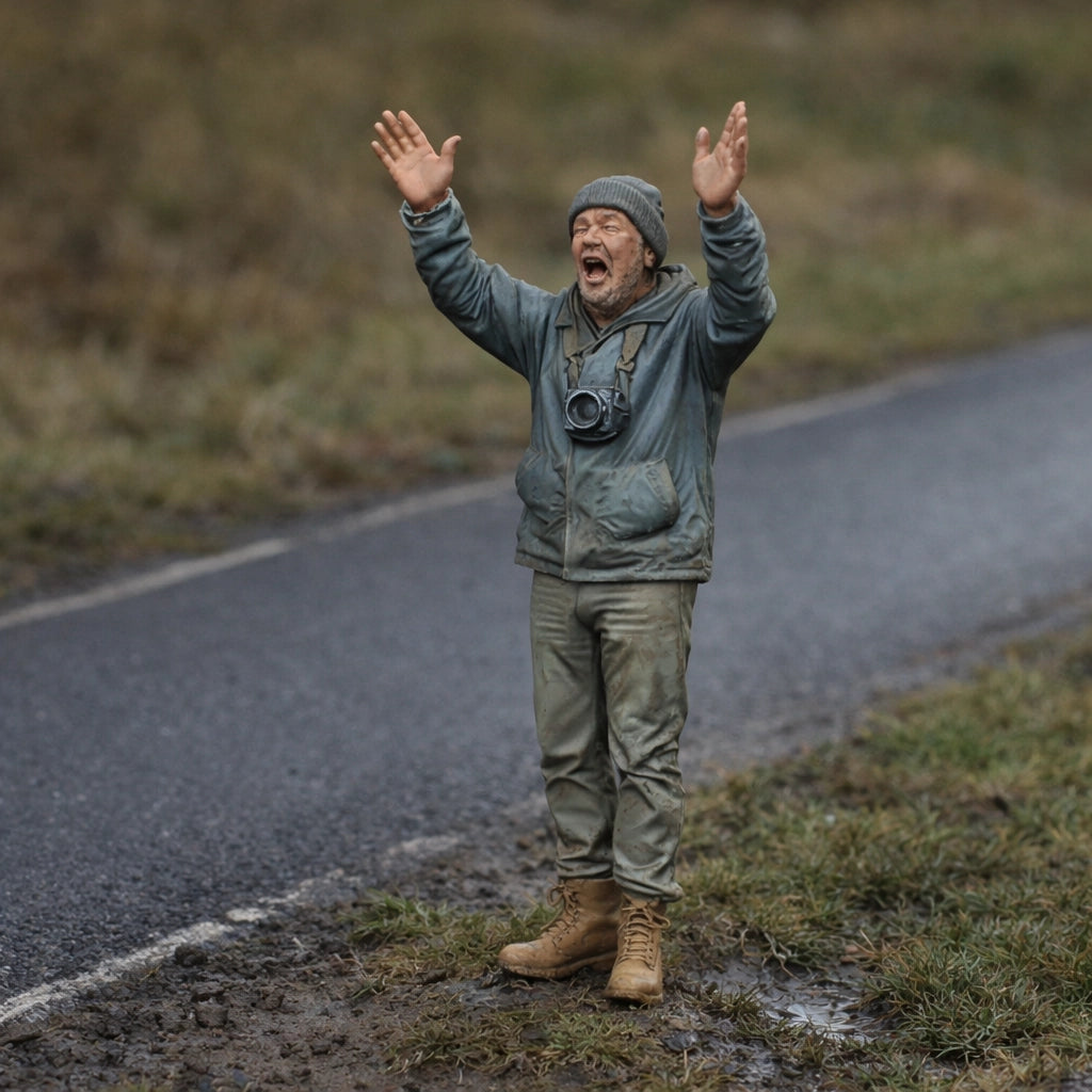 Die-Hard Rally Fan | Grey Resin Diorama Figurine