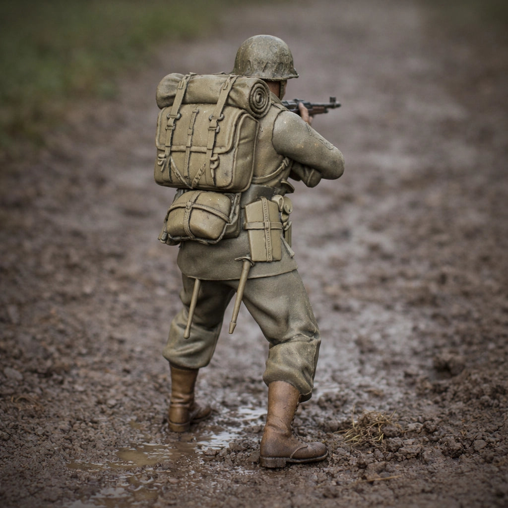 WWII G.I. Rifleman (US Army) | Grey Resin Diorama Figurine