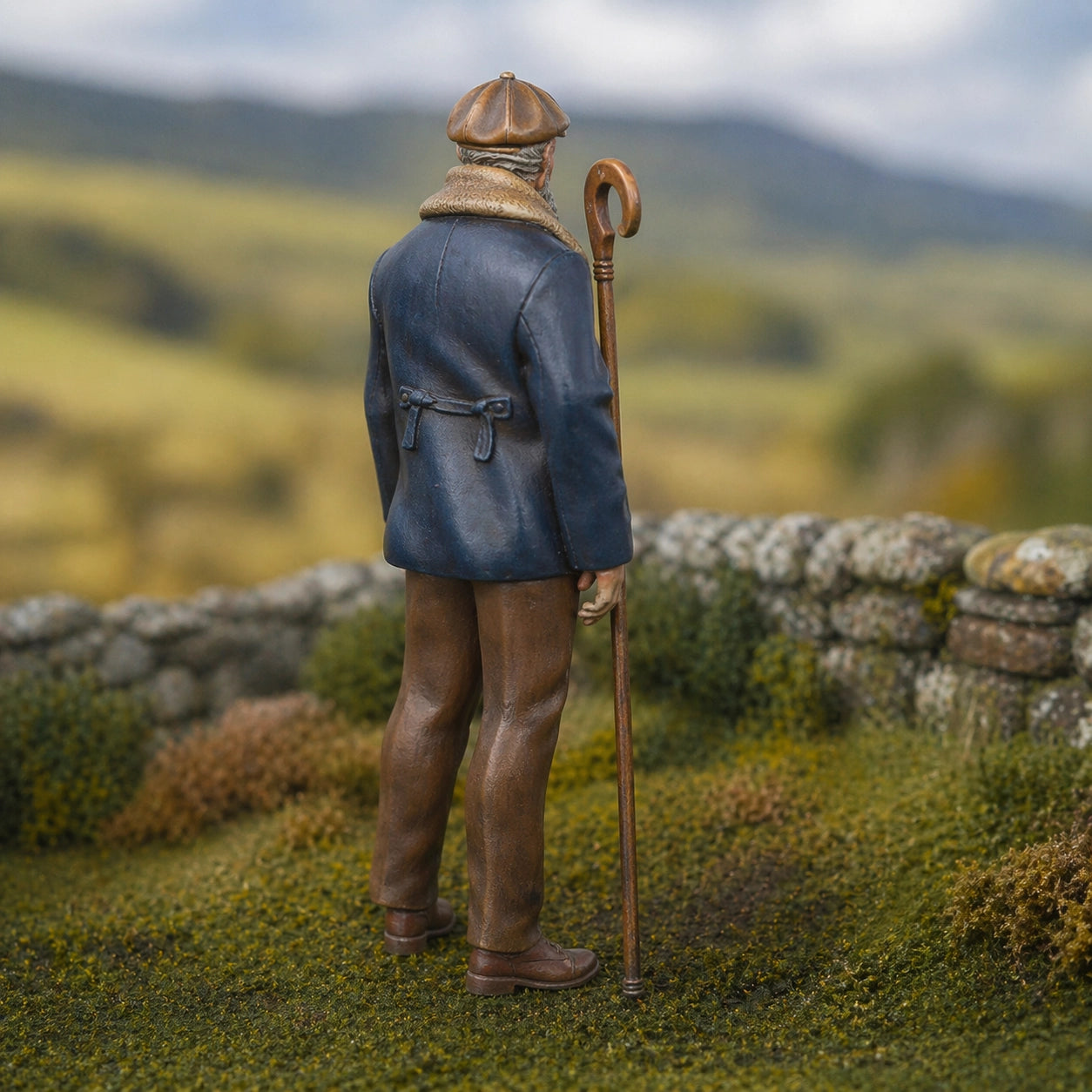 The Highland Shepherd | Grey Resin Farm Diorama Figurine