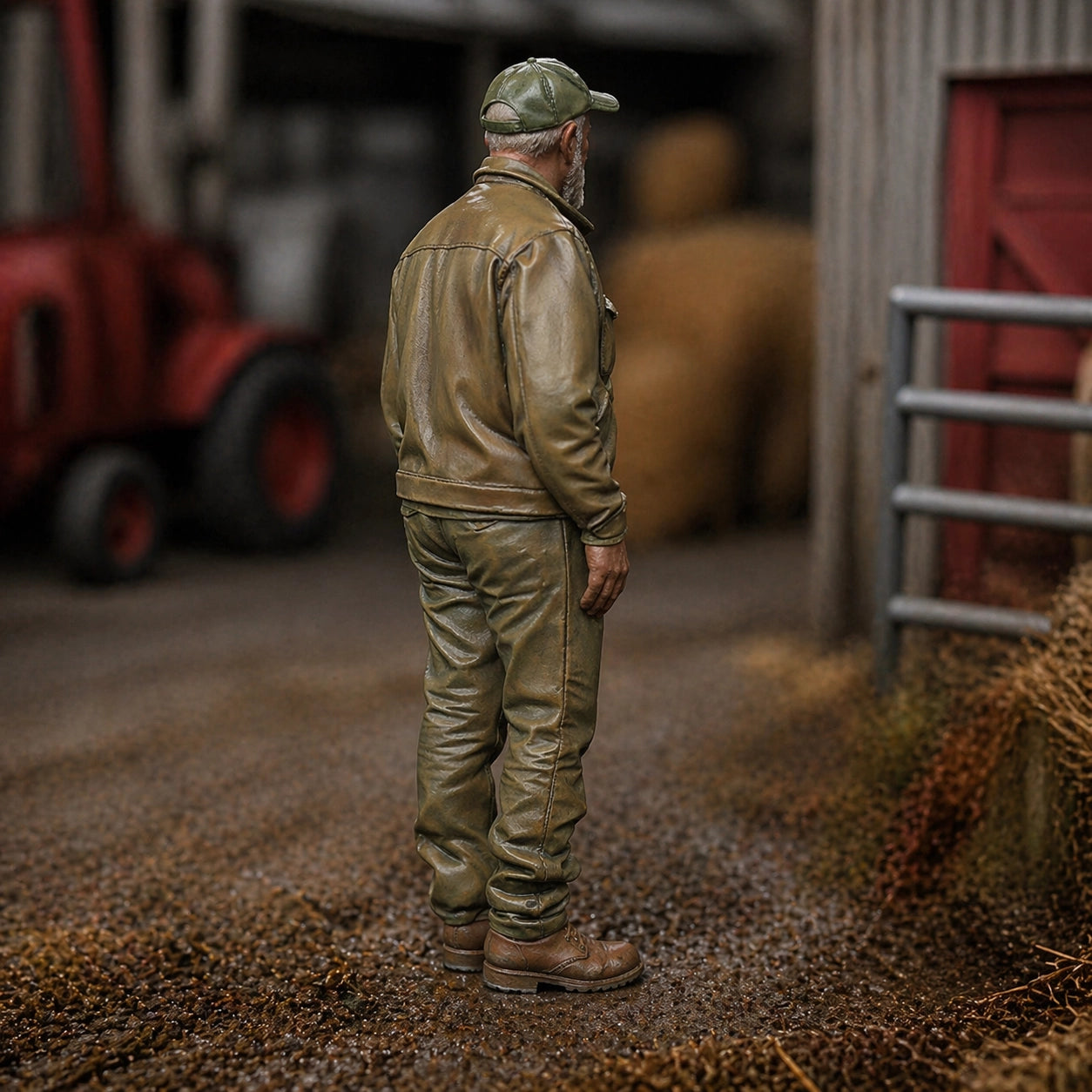 The Heritage Farmer | Grey Resin Farm Diorama Figurine