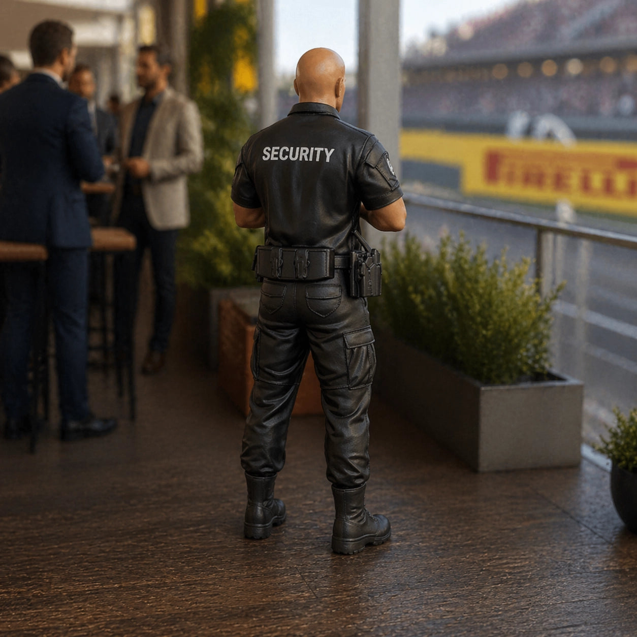 Paddock Security Detail | Grey Resin Slot Car Diorama Figurine