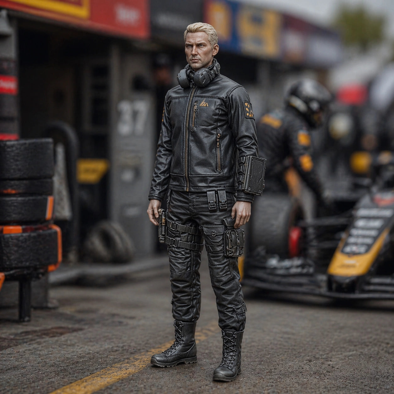 Race Team Principal | Grey Resin Slot Car Diorama Figurine