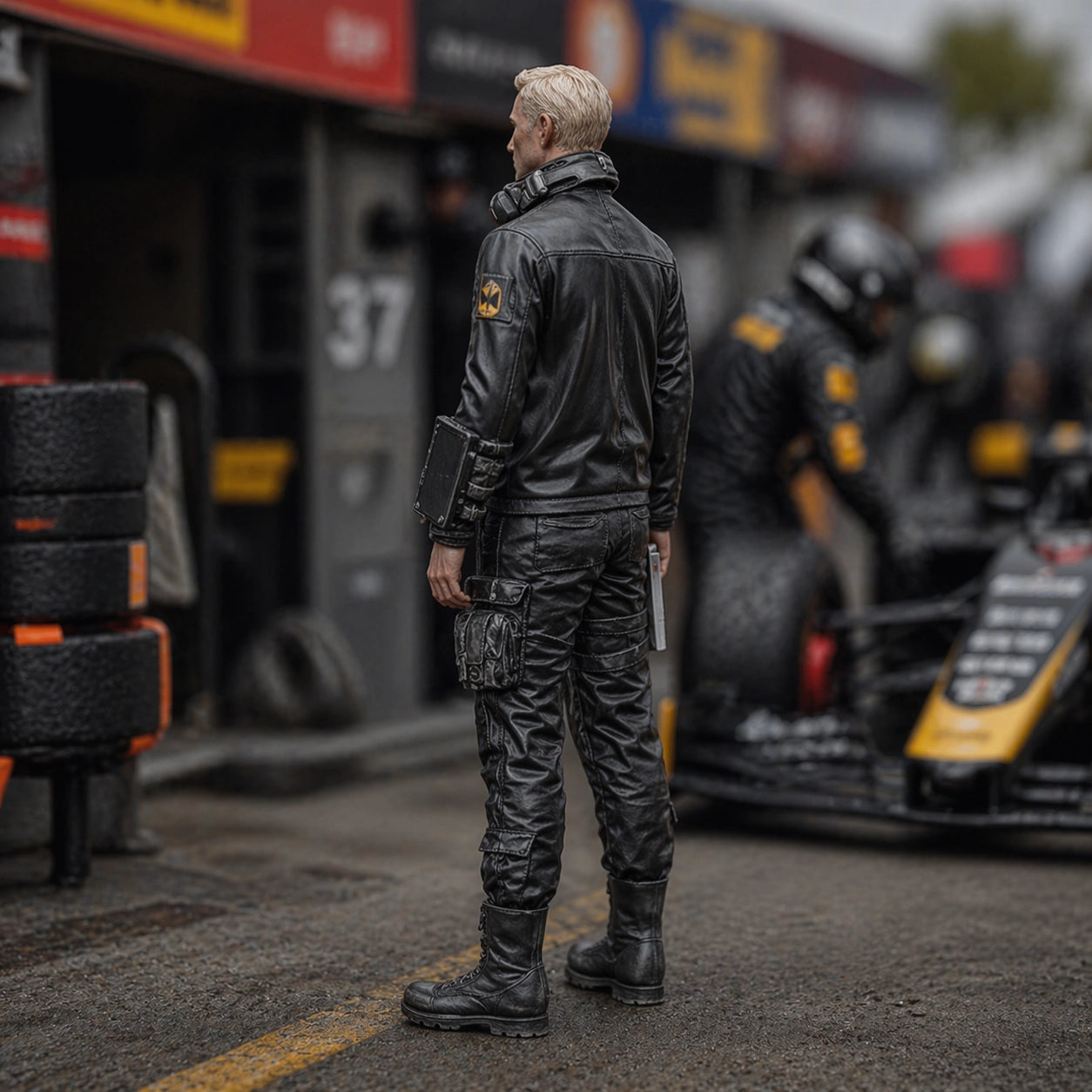 Race Team Principal | Grey Resin Slot Car Diorama Figurine