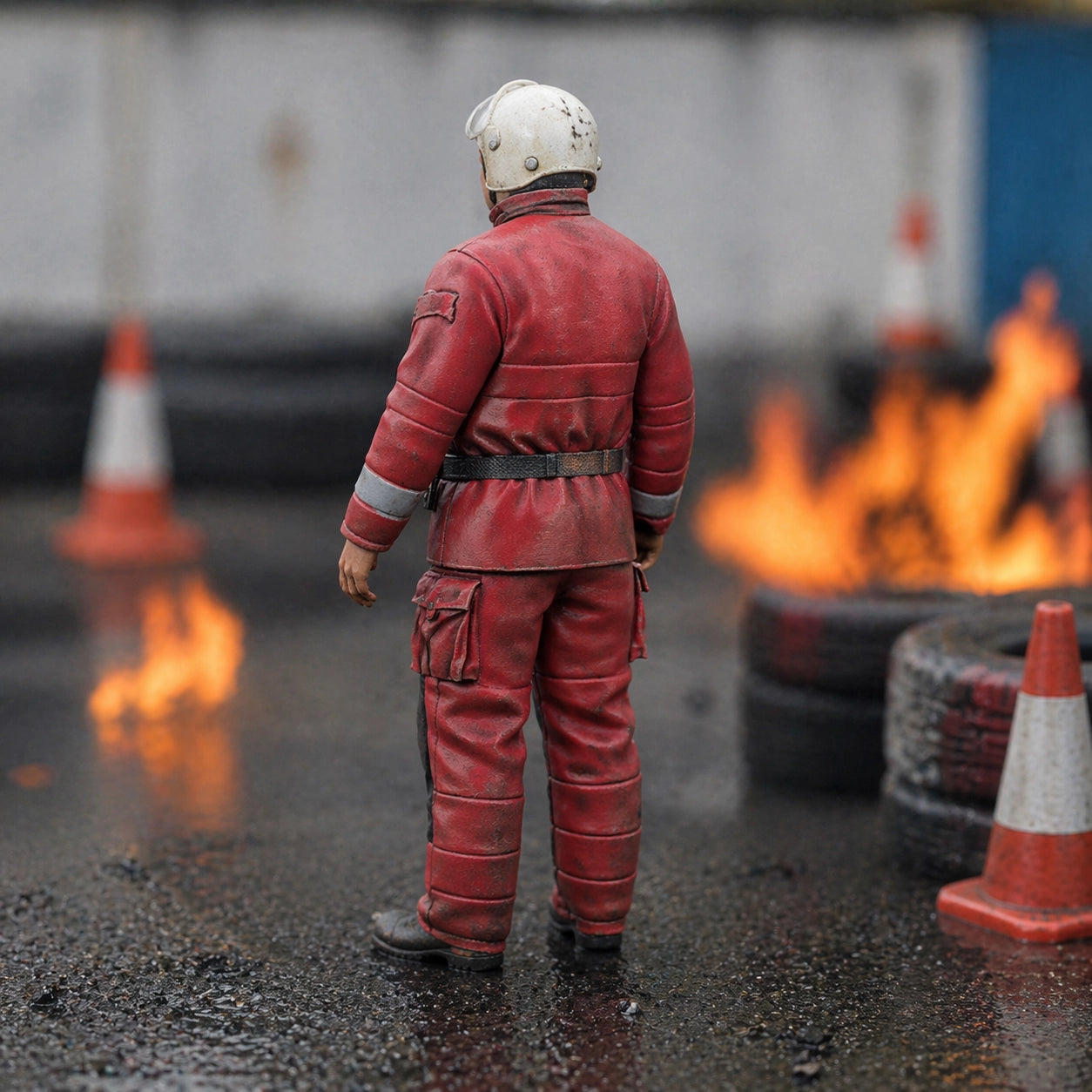 The Circuit Fire Marshal | Grey Resin Slot Car Diorama Figurine