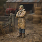 Winter Farmhand | Grey Resin Farm Diorama Figurine
