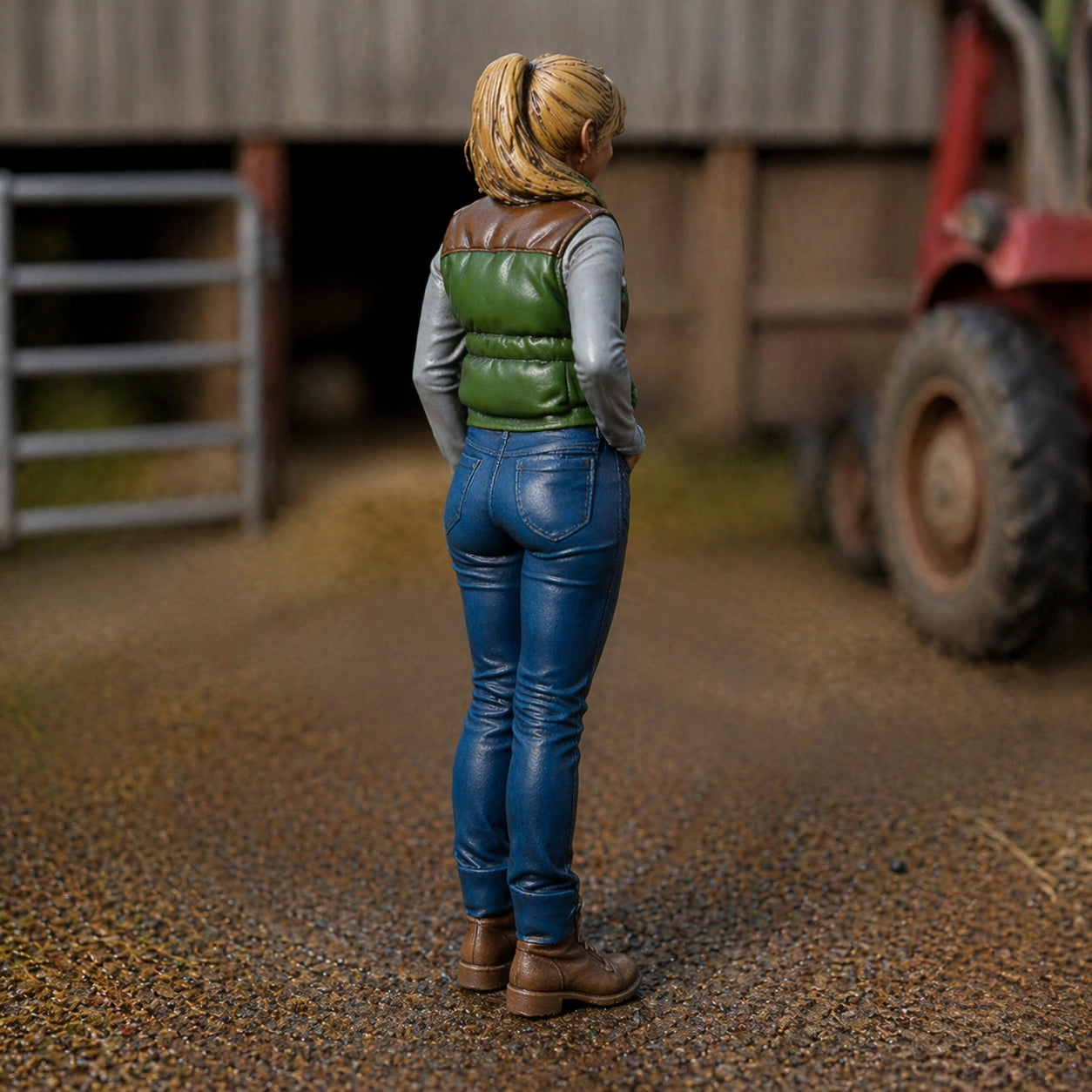 The Modern Matriarch | Grey Resin Farm Diorama Figurine