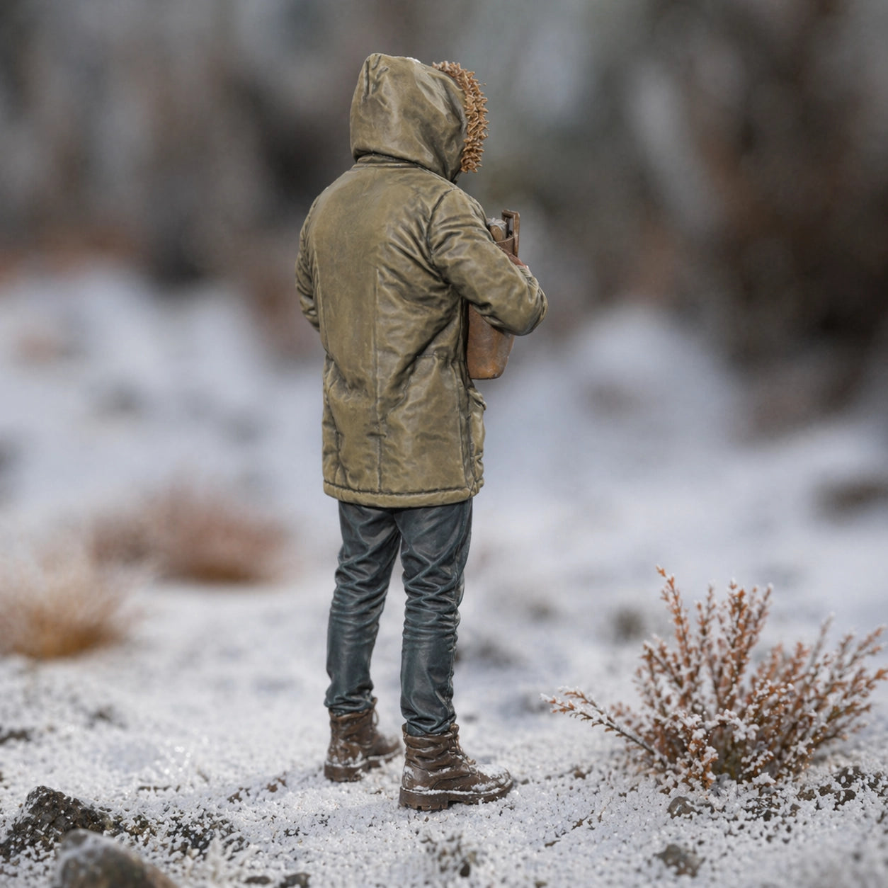 The Winter Provider | Grey Resin Winter Diorama Figurine