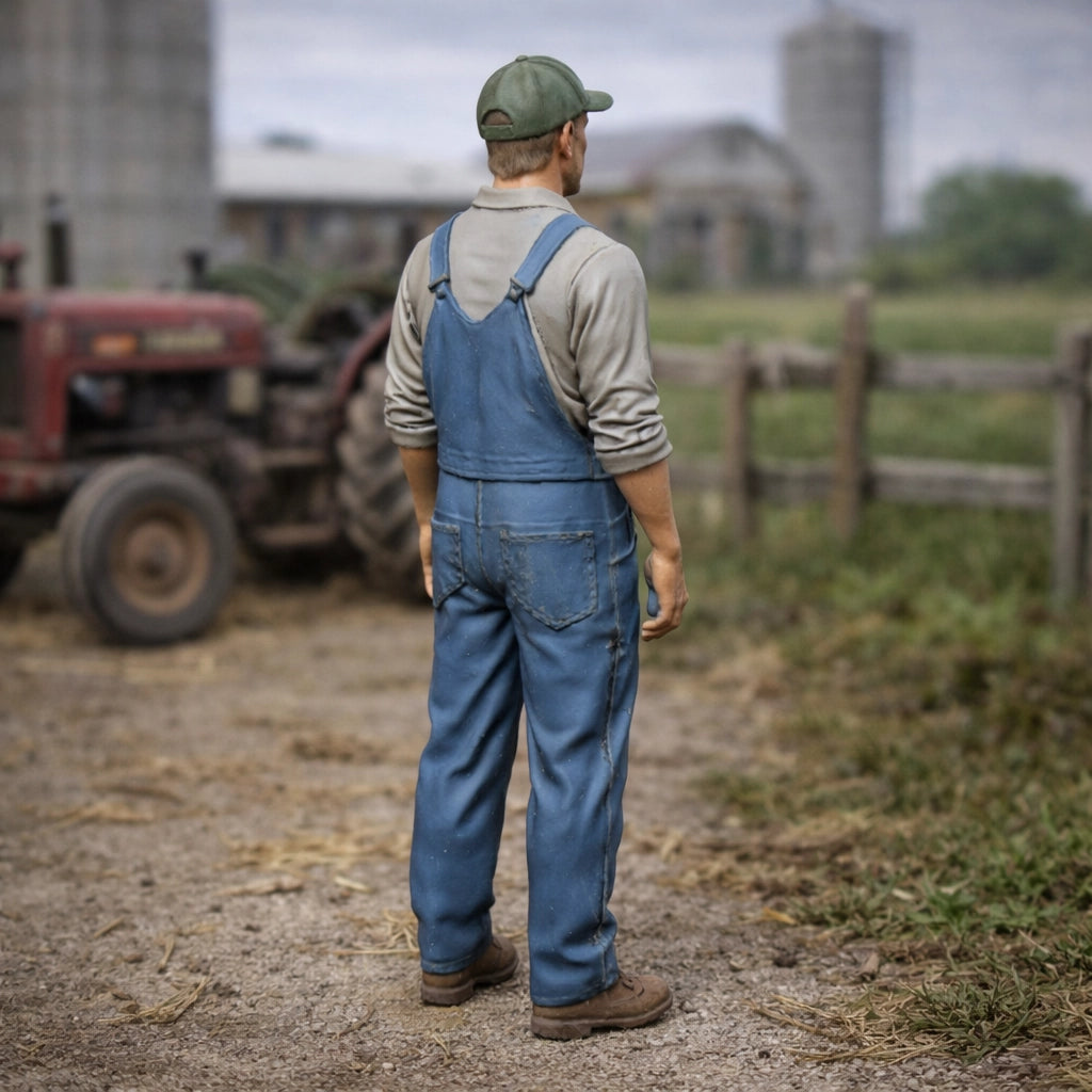 Heritage Farm Mechanic | Grey Resin Farm Diorama Figurine