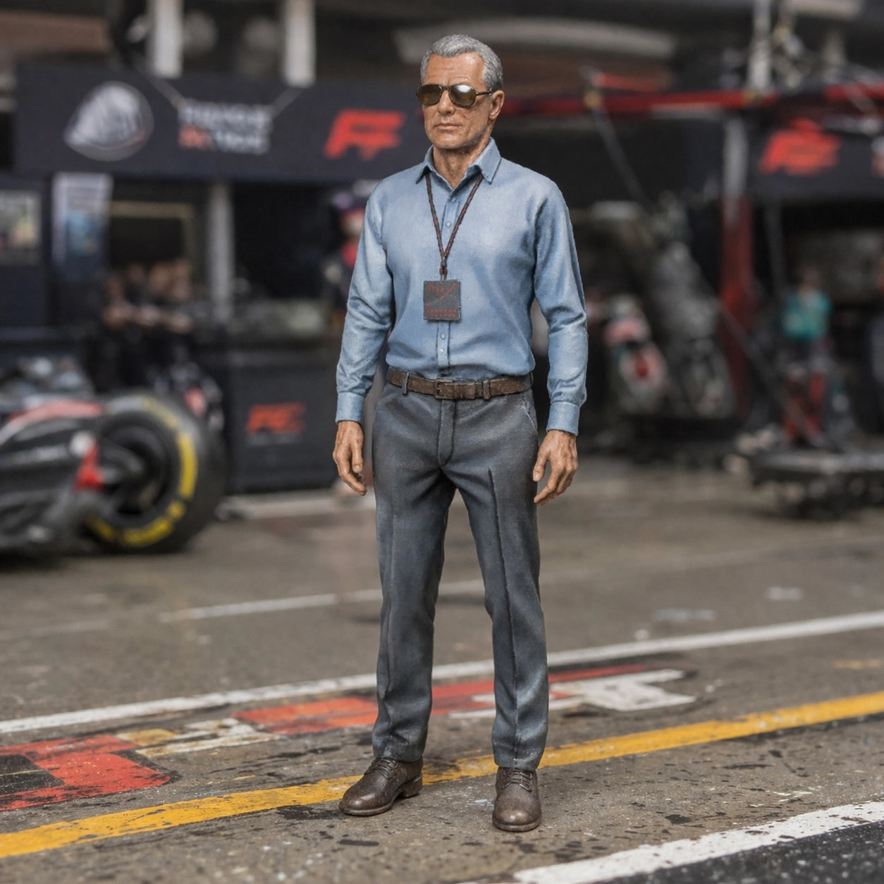 Race Team Owner | Grey Resin Slot Car Diorama Figurine