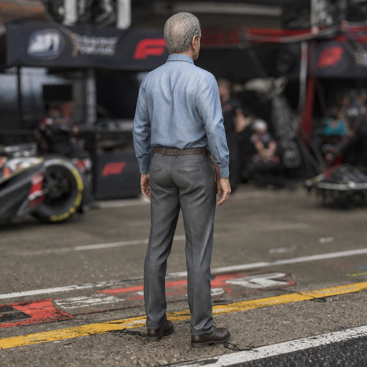 Race Team Owner | Grey Resin Slot Car Diorama Figurine