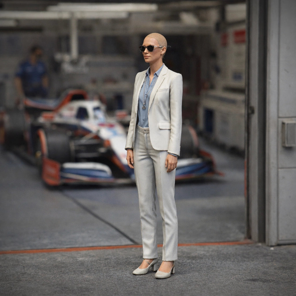 Elite Race Team Executive | Grey Resin Slot Car Diorama Figurine