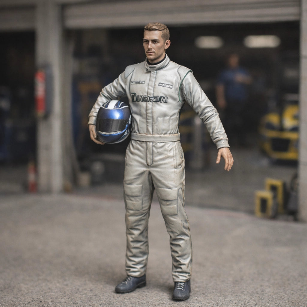 GT3 Championship Race Driver | Grey Resin Slot Car Diorama Figurine