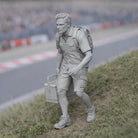 Die-Hard Spectator with Cool Box | Grey Resin Slot Car Diorama Figurine