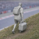 Die-Hard Spectator with Cool Box | Grey Resin Slot Car Diorama Figurine
