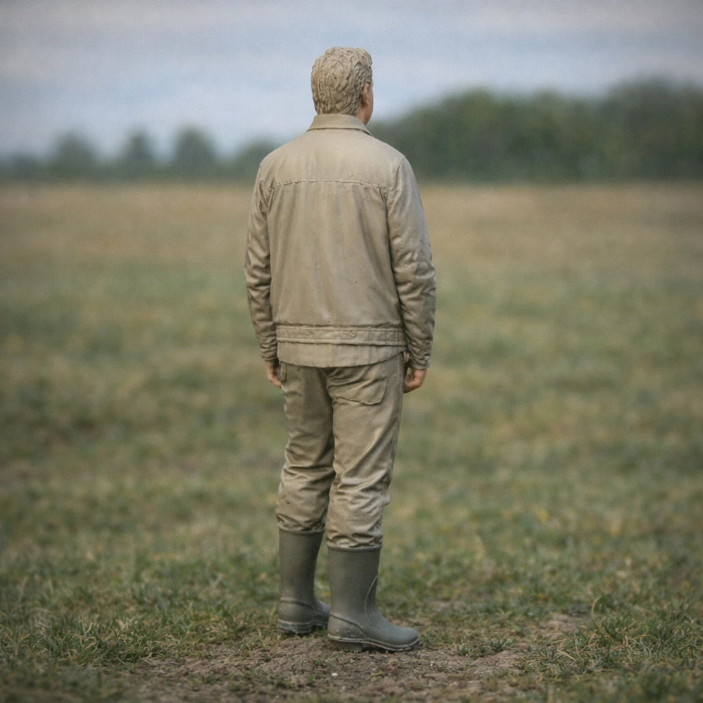 Rural Farmer Landowner | Grey Resin Farm Diorama Figurine