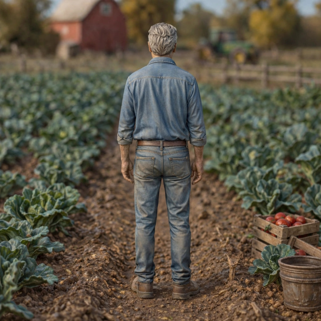 Market Garden Farmer | Grey Resin Farm Diorama Figurine