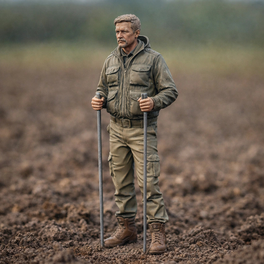 Field Agronomist | Grey Resin Farm Diorama Figurine
