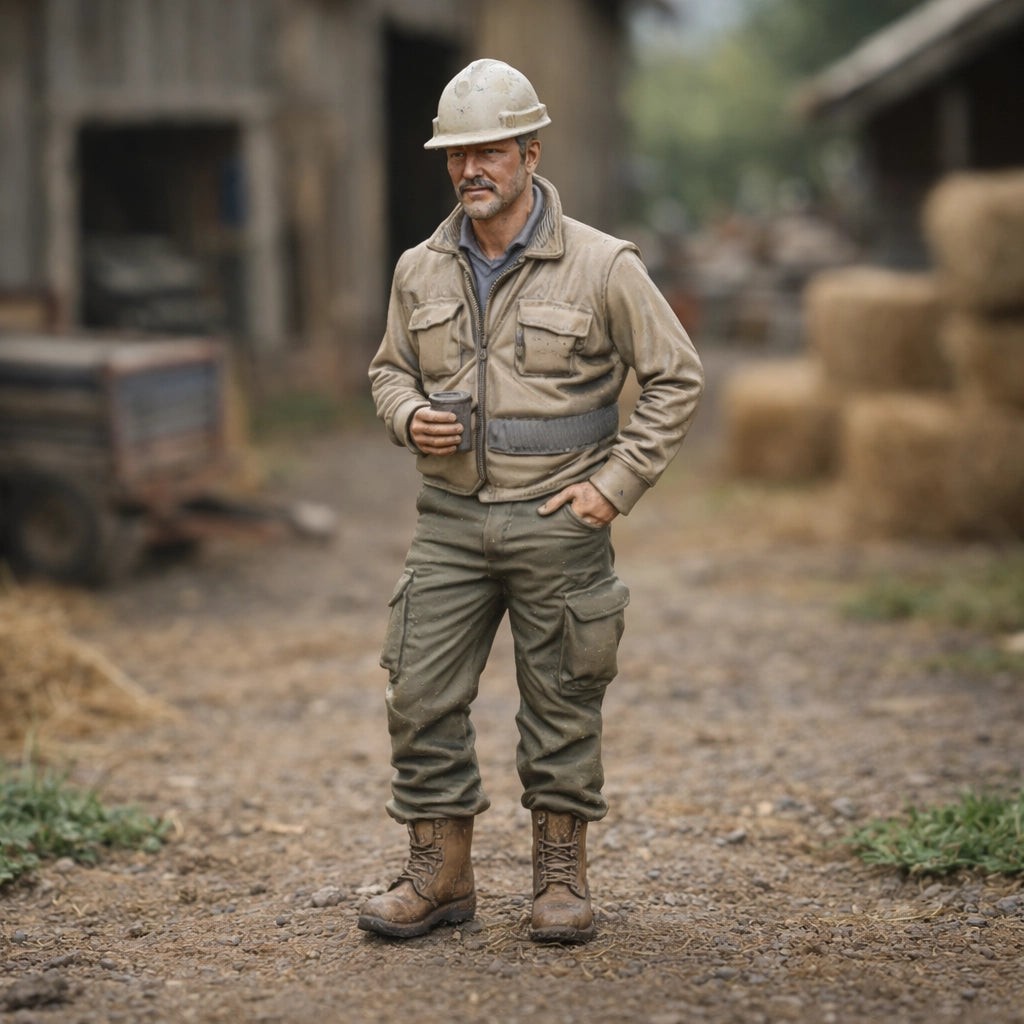 Farm Infrastructure Builder | Grey Resin Farm Diorama Figurine
