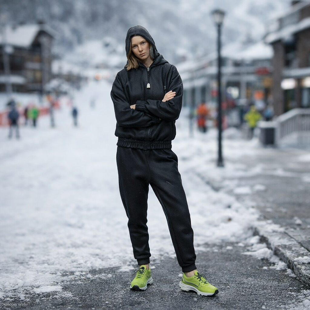 Athleisure Traveller in Zip-Up Hoodie & Joggers | Resin Figurine
