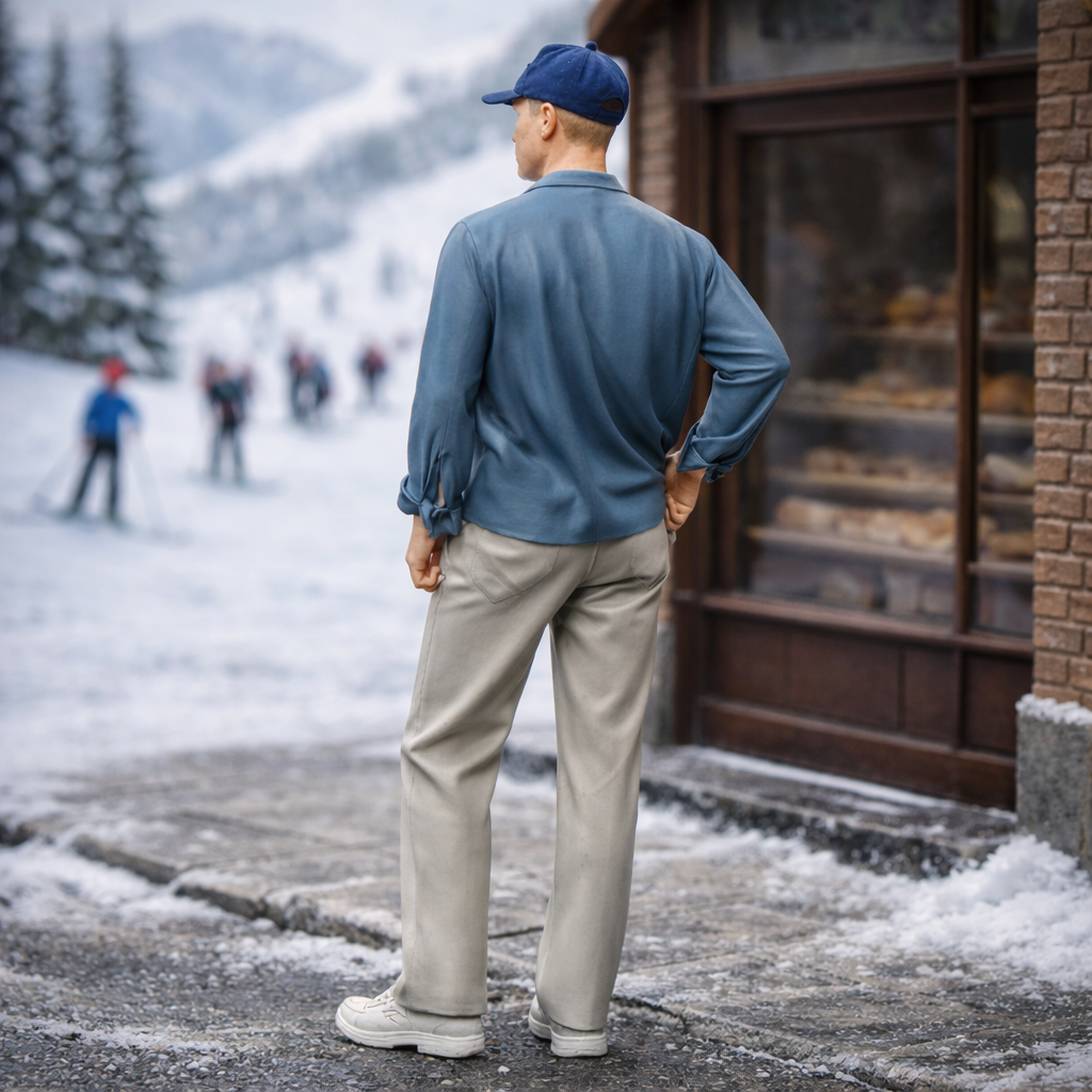 Modern Village Local in Open Flannel & Chinos | Resin Figurine