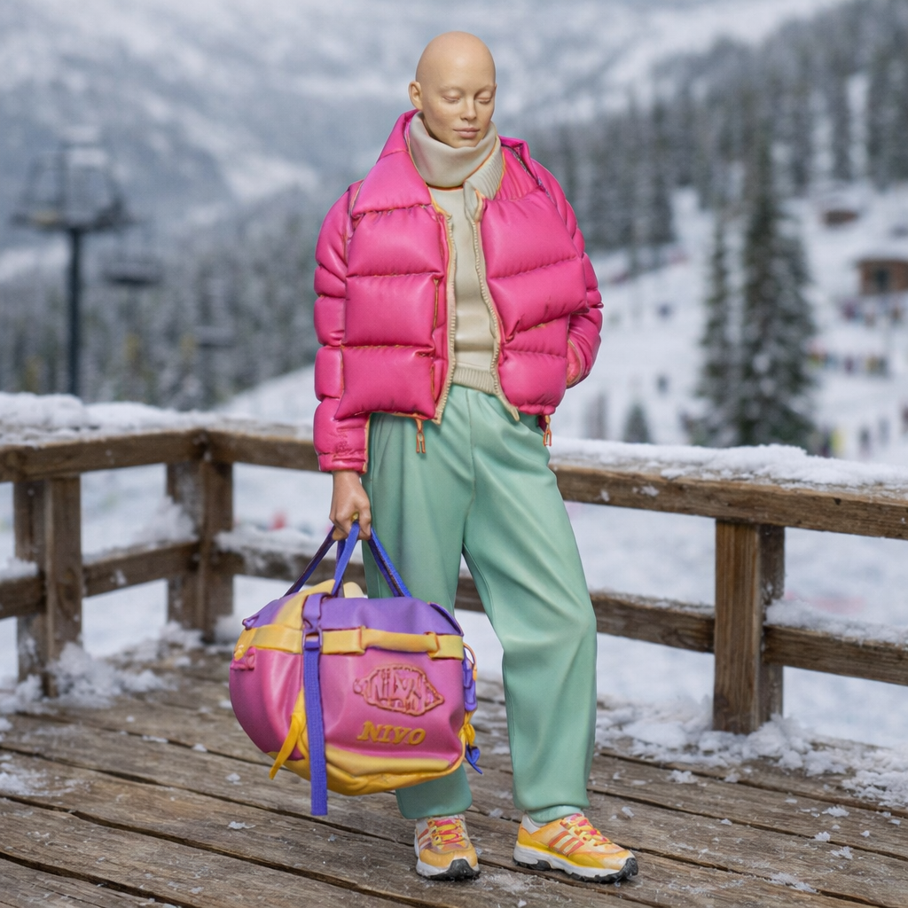Avant-Garde Tourist in Puffer Jacket & Joggers | Resin Figurine