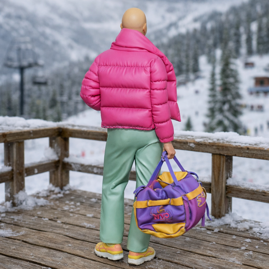 Avant-Garde Tourist in Puffer Jacket & Joggers | Resin Figurine