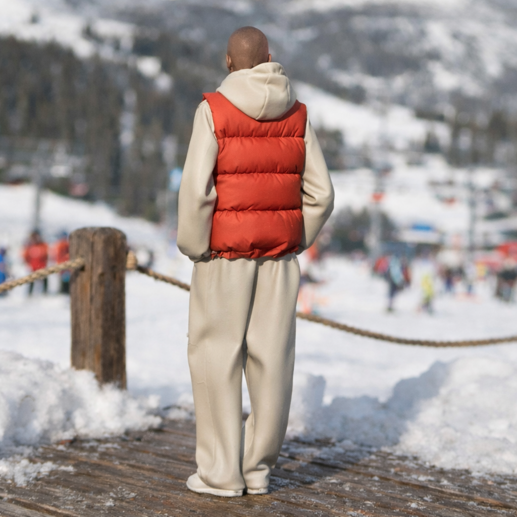 Avant-Garde Tourist in Puffer Vest & Tracksuit | Resin Figurine