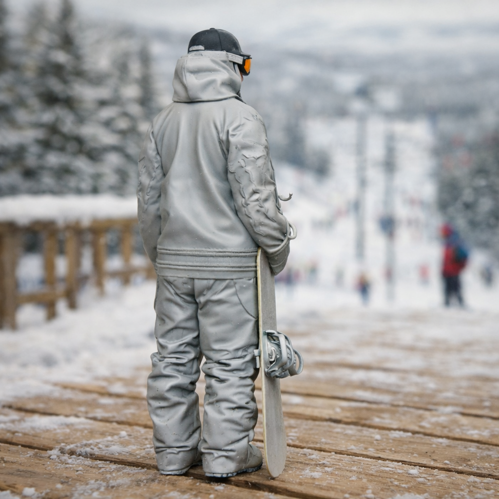 Freestyle Snowboarder in Oversized Tech-Wear | Resin Figurine