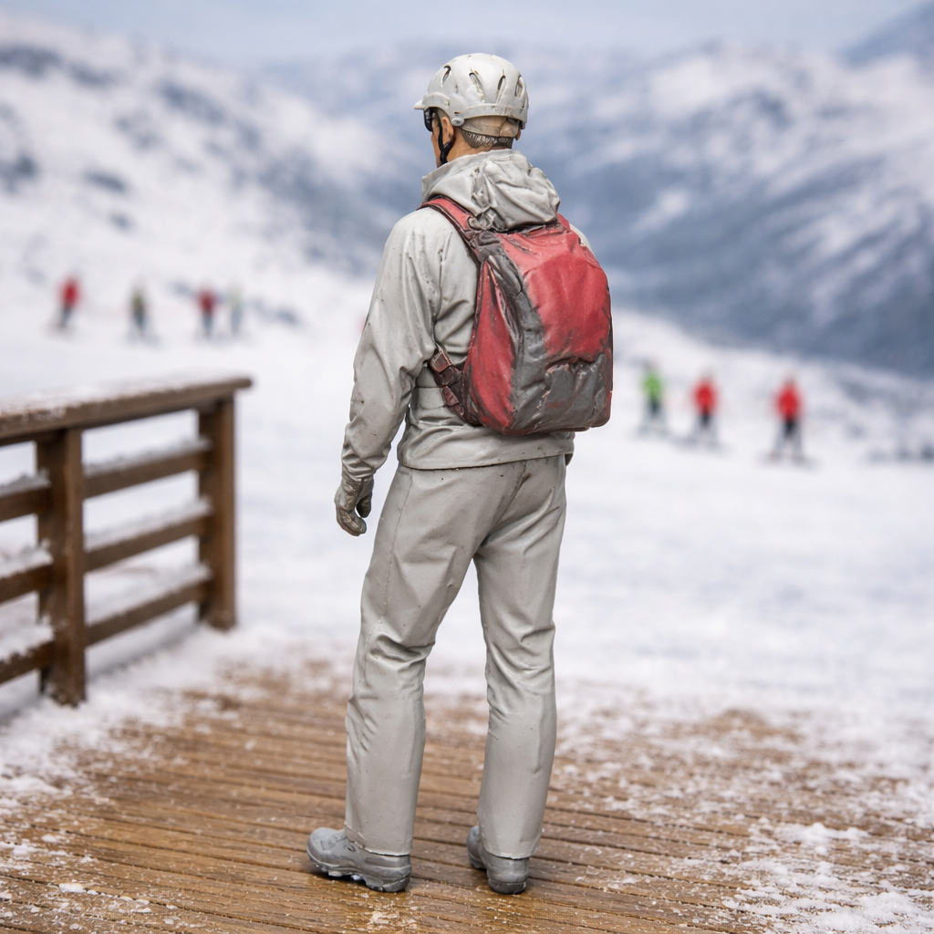 Modern Peak Skier in Technical Softshell Suit | Resin Figurine