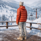 Contemporary Alpine Trekker in Insulated Puffer Jacket | Resin Figurine