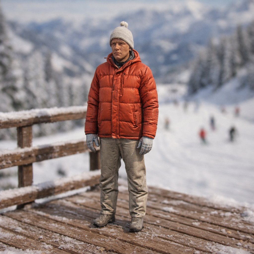 Mountain Explorer in Insulated Down Jacket | Resin Figurine