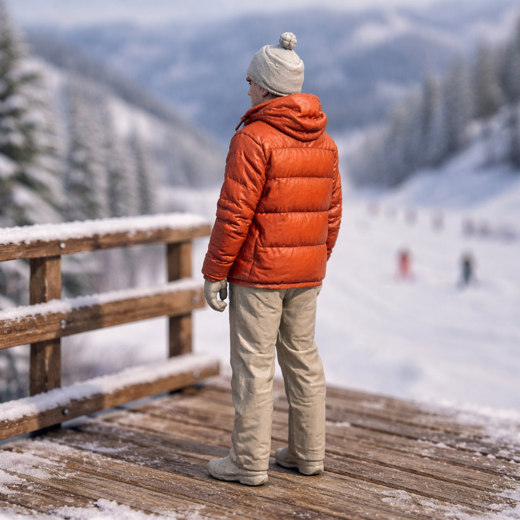 Mountain Explorer in Insulated Down Jacket | Resin Figurine