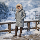 Winter Tourist in Faux-Fur Trimmed Parka | Resin Figurine