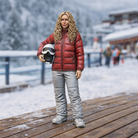 Professional Skier in Quilted Down Jacket | Resin Figurine