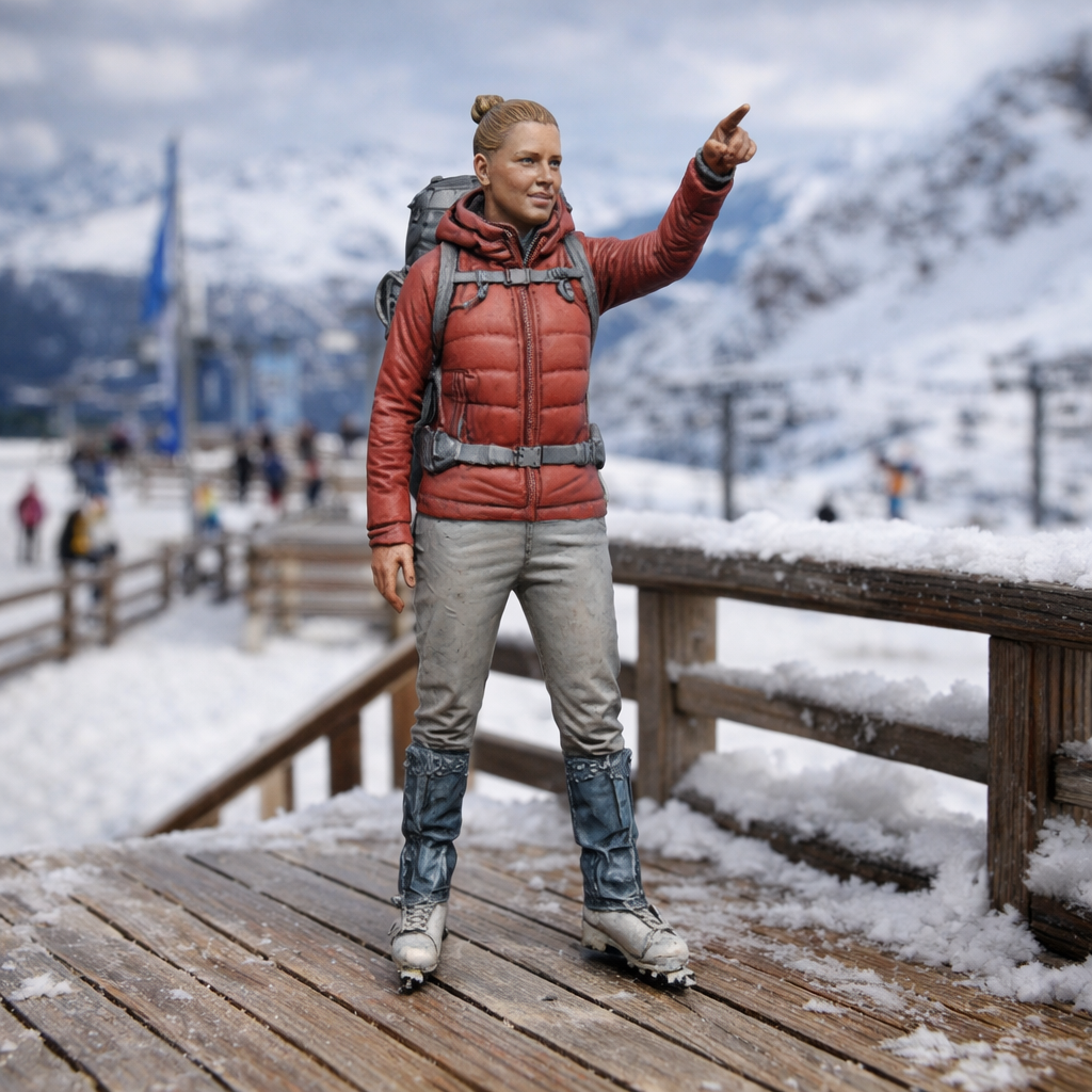 Elite Mountain Guide Pointing to Summit | Resin Figurine