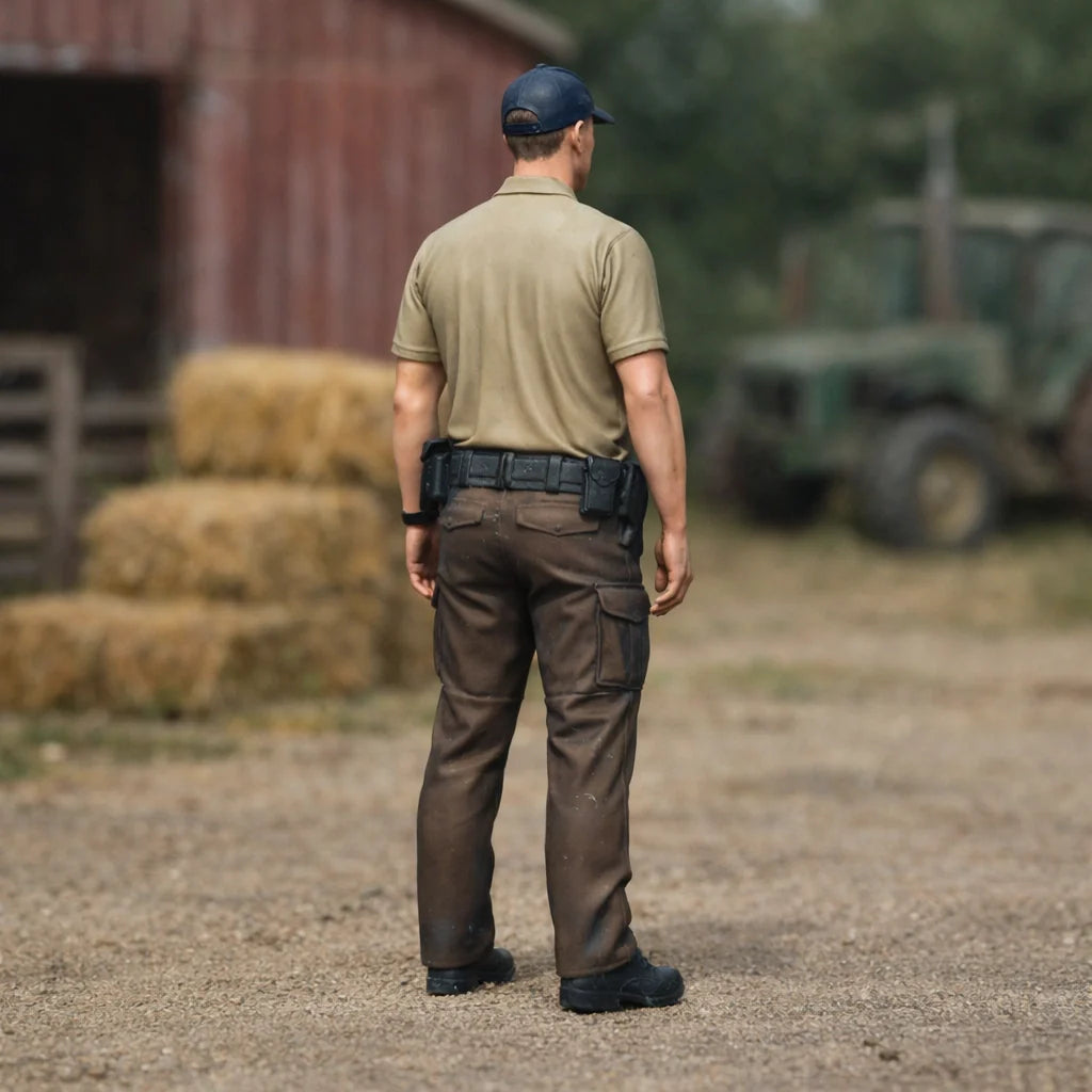 Rural Police Officer in Tactical Duty Wear | Scale Resin Farm Diorama Figurine