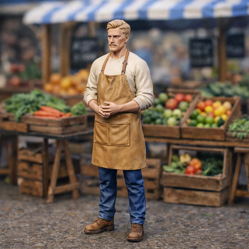Resin Market Farmer Diorama Figurine | Scaled Resin Diorama Figurine