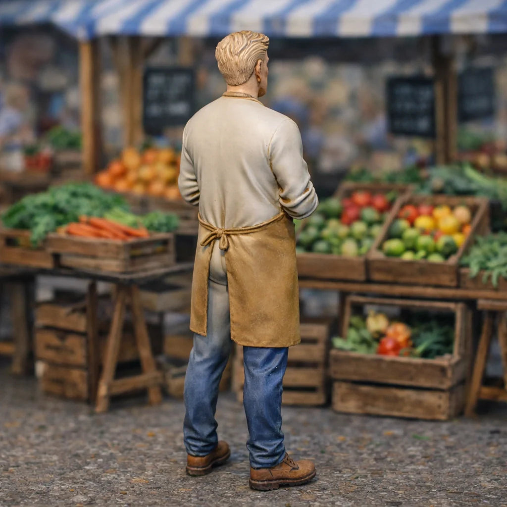 Resin Market Farmer Diorama Figurine | Scaled Resin Diorama Figurine