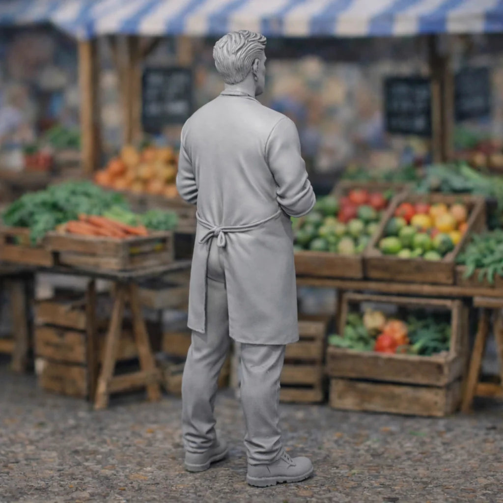 Resin Market Farmer Diorama Figurine | Scaled Resin Diorama Figurine