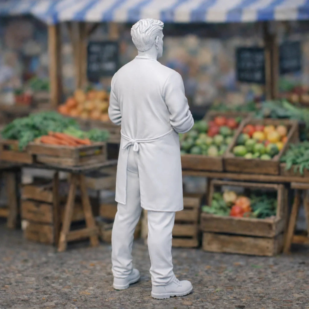 Resin Market Farmer Diorama Figurine | Scaled Resin Diorama Figurine