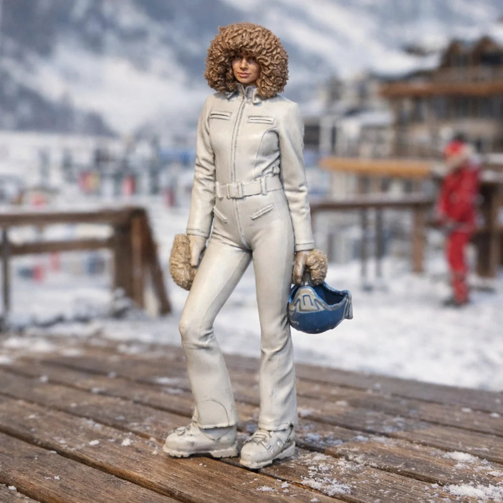 Professional Skier in Modern Softshell Onesie | Resin Figurine