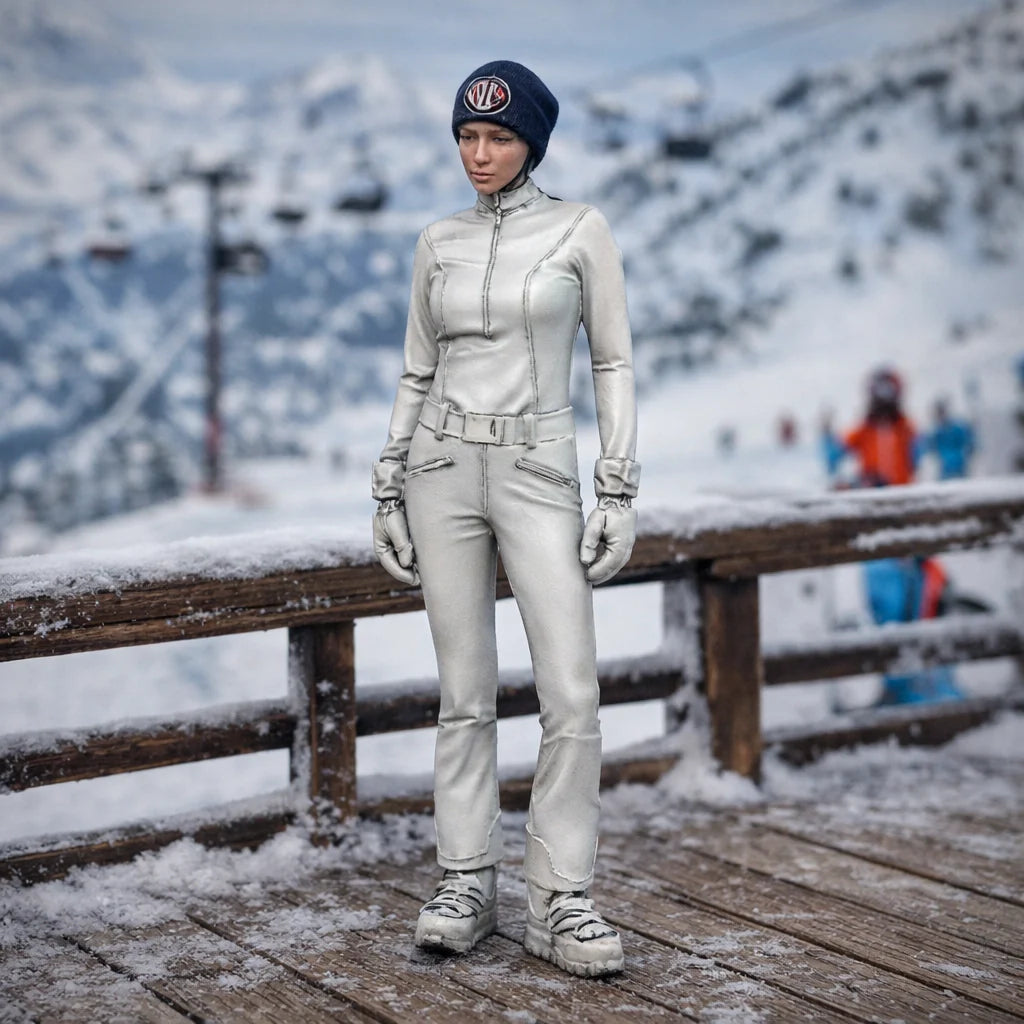 Professional Skier in Belted One-Piece | Resin Figurine