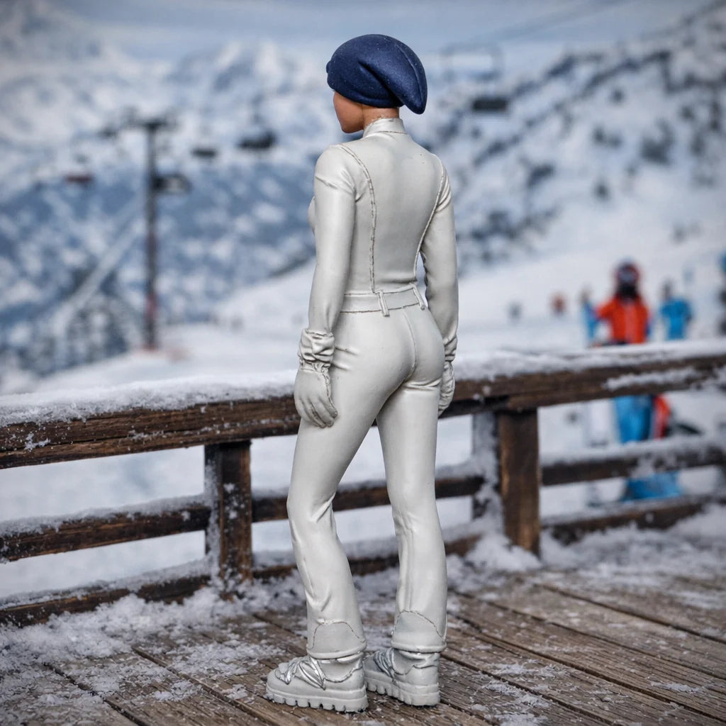 Professional Skier in Belted One-Piece | Resin Figurine