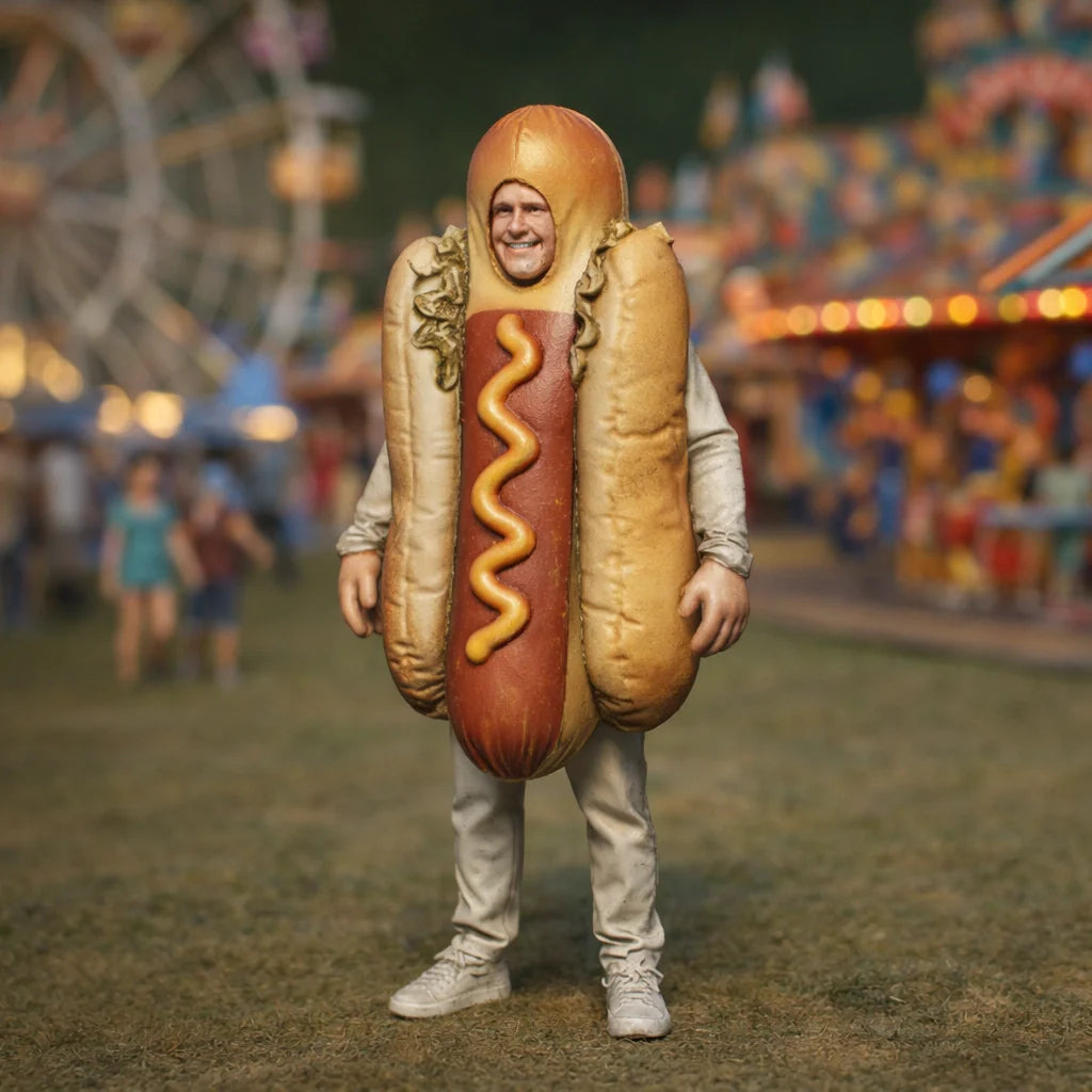 Fancy Dress Reveller in Hot Dog Costume | Resin Figurine