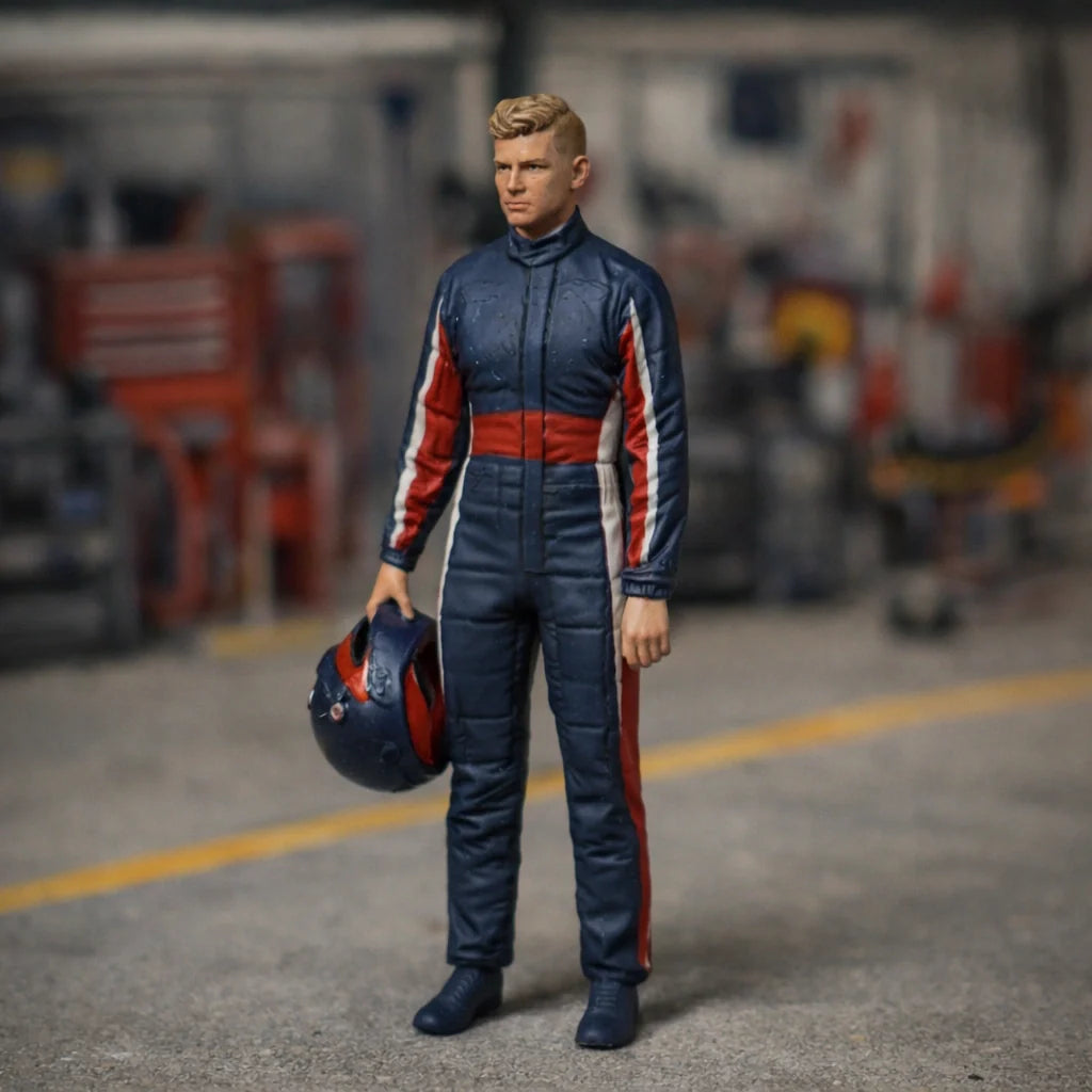 Professional GT Racing Driver in Technical Race Suit | Scale Resin Slot Car Diorama Figurine