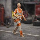 Professional Trackside Marshal in High-Visibility Safety Gear | Scale Resin Slot Car Diorama Figurine
