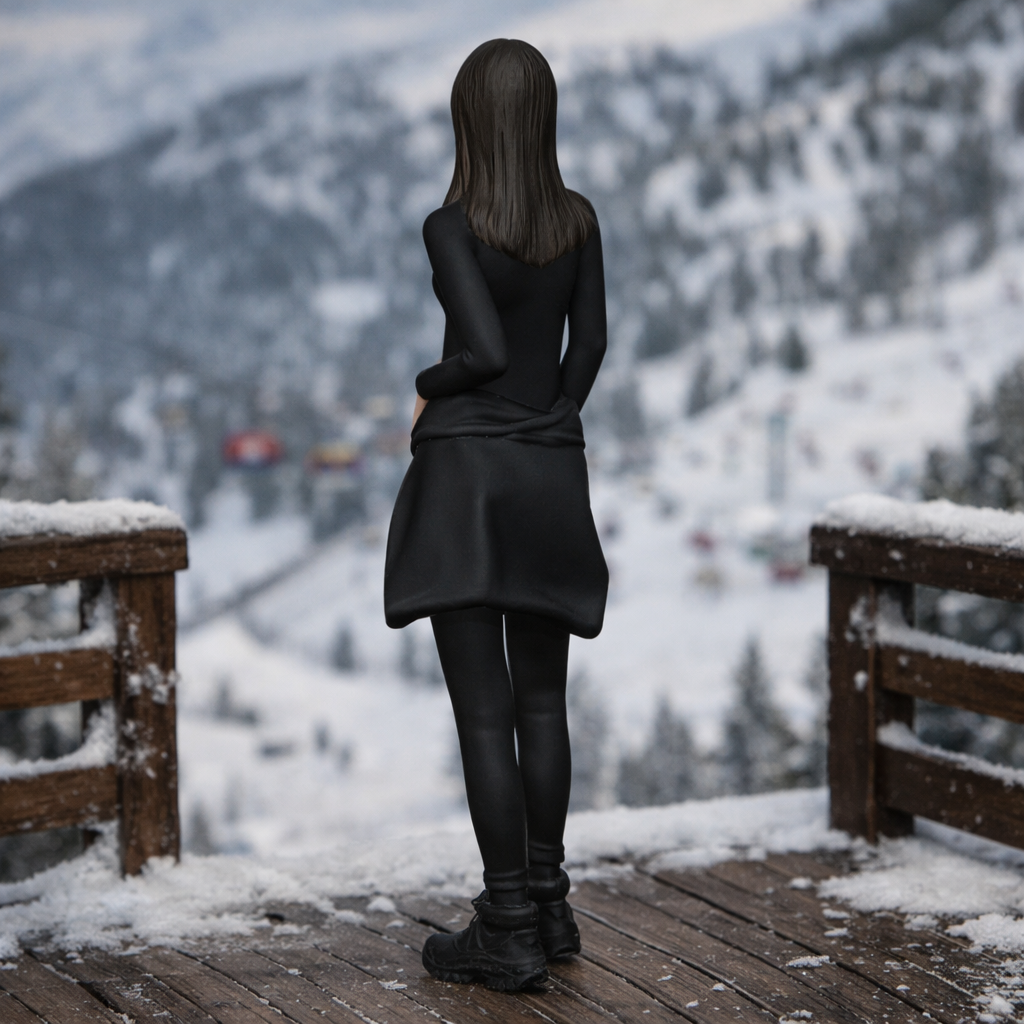 Alpine Minimalist in Sleek Winter Bodysuit | Resin Figurine